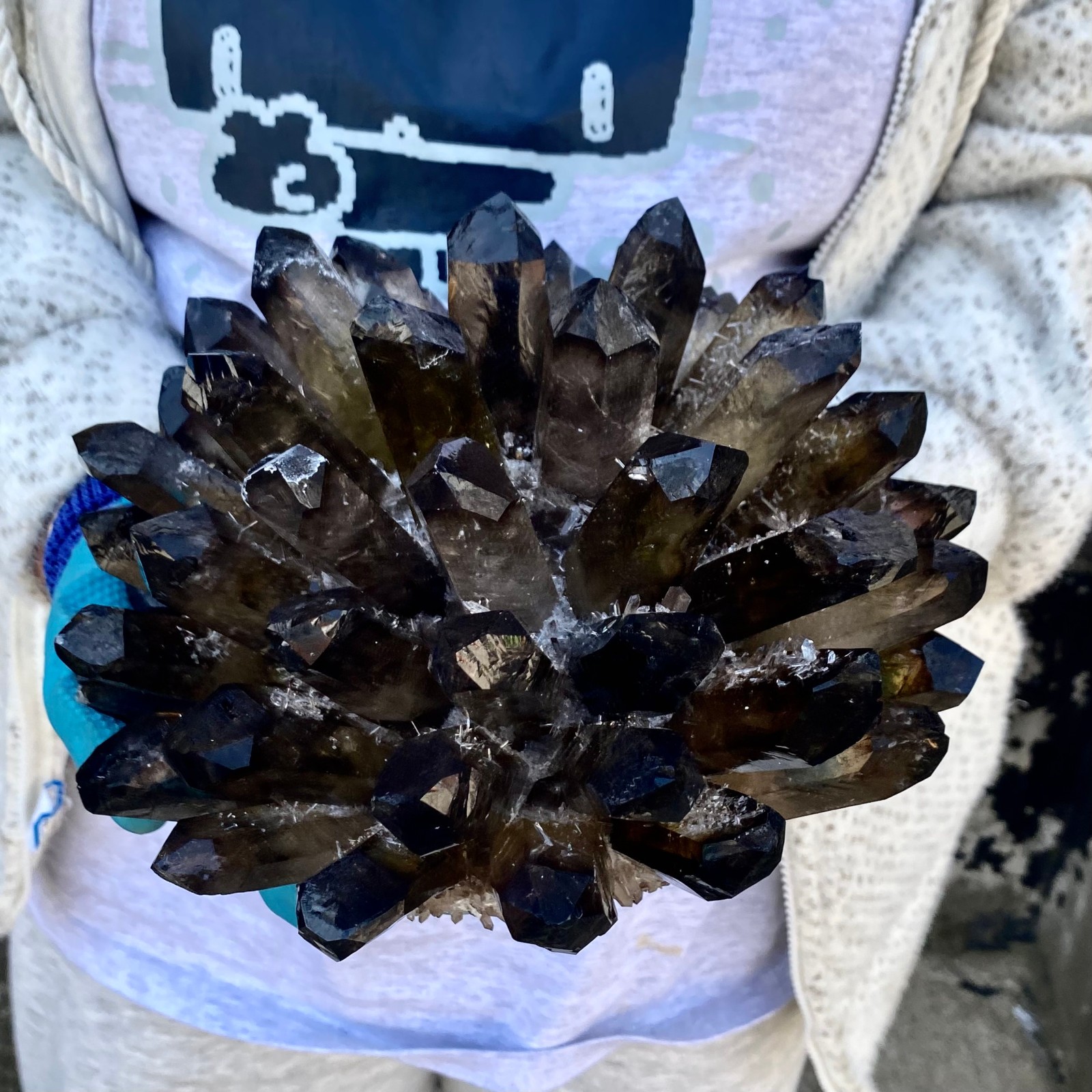12G New Find black Phantom Quartz Crystal Cluster Mineral Specimen Healing