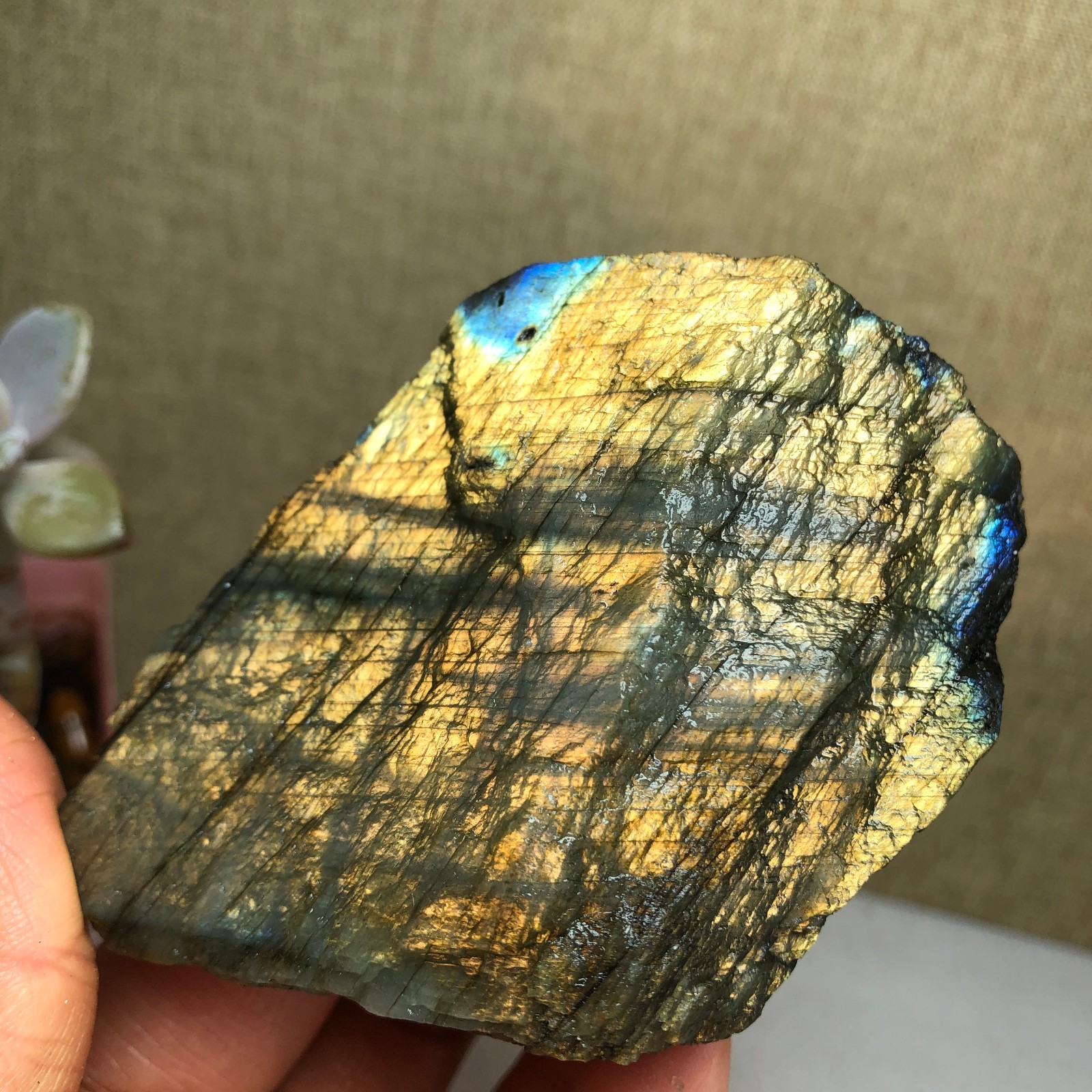 65mm Natural Labradorite Crystal gemstone rough original Specimen 205g A2631