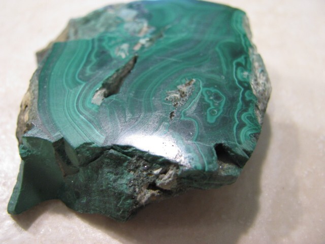 M1 – 65g PALM SIZE MALACHITE SLAB 2 SIDE POLISHED GEMSTONE CONGO slice lapidary