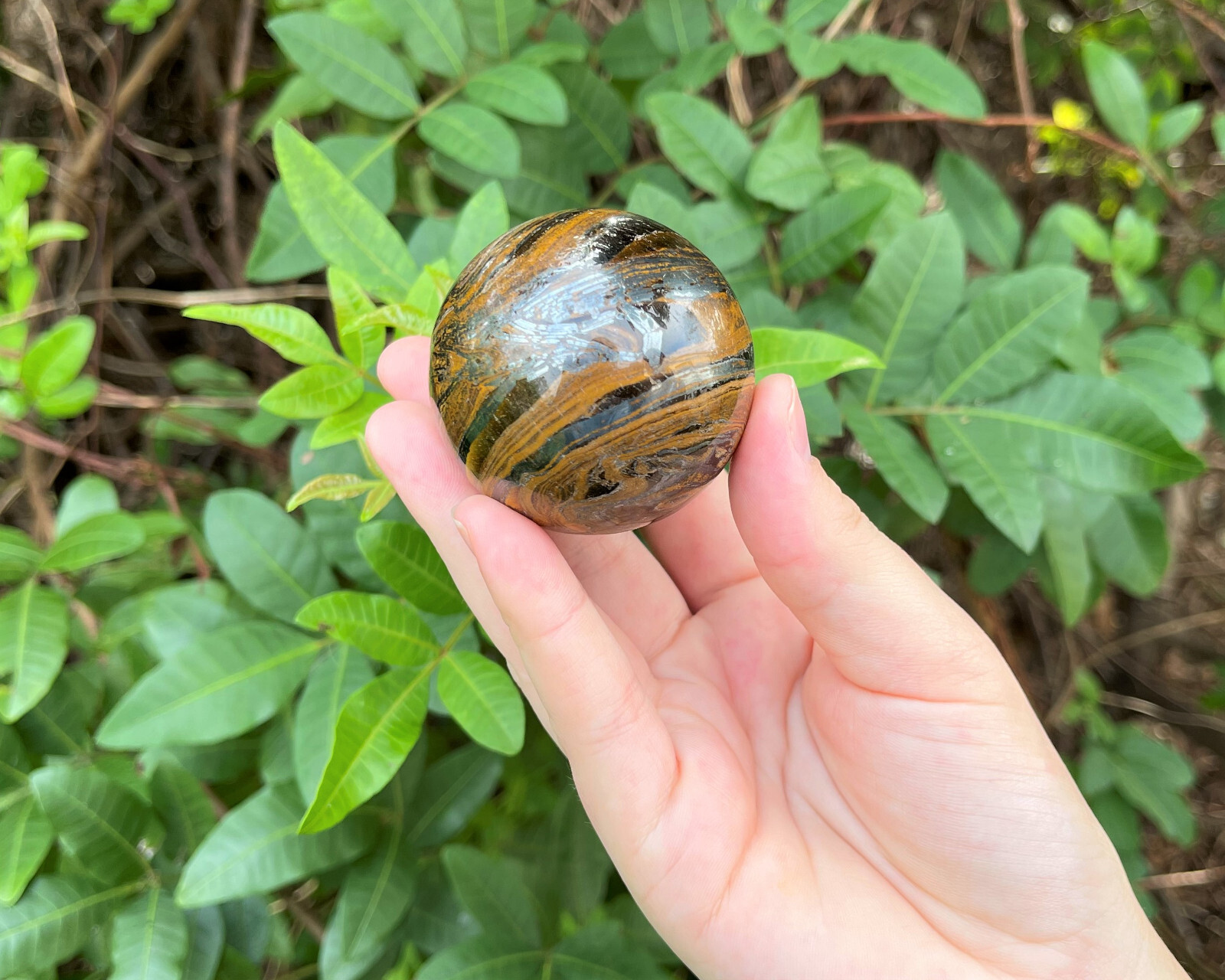 Gold Tiger Eye Crystal Sphere, LARGE 2″ Sphere + Stand (Gold Tiger Eye Sphere)