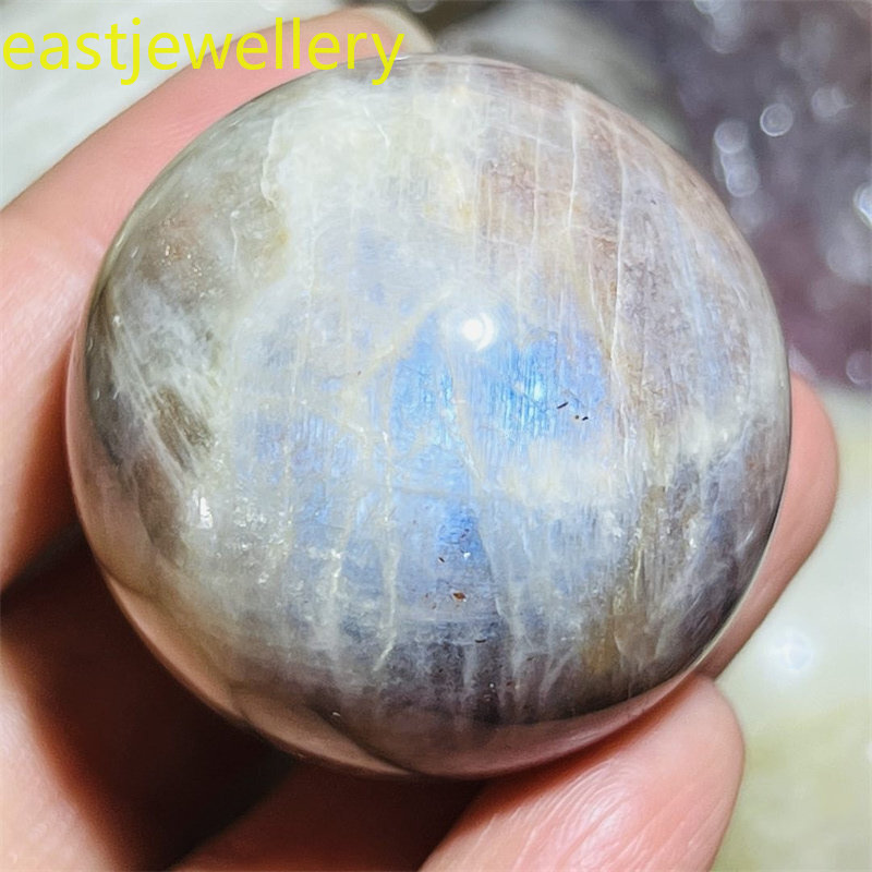 35mm+ Natural Gray moonstone sphere quartz Crystal starlight ball Healing 1pc