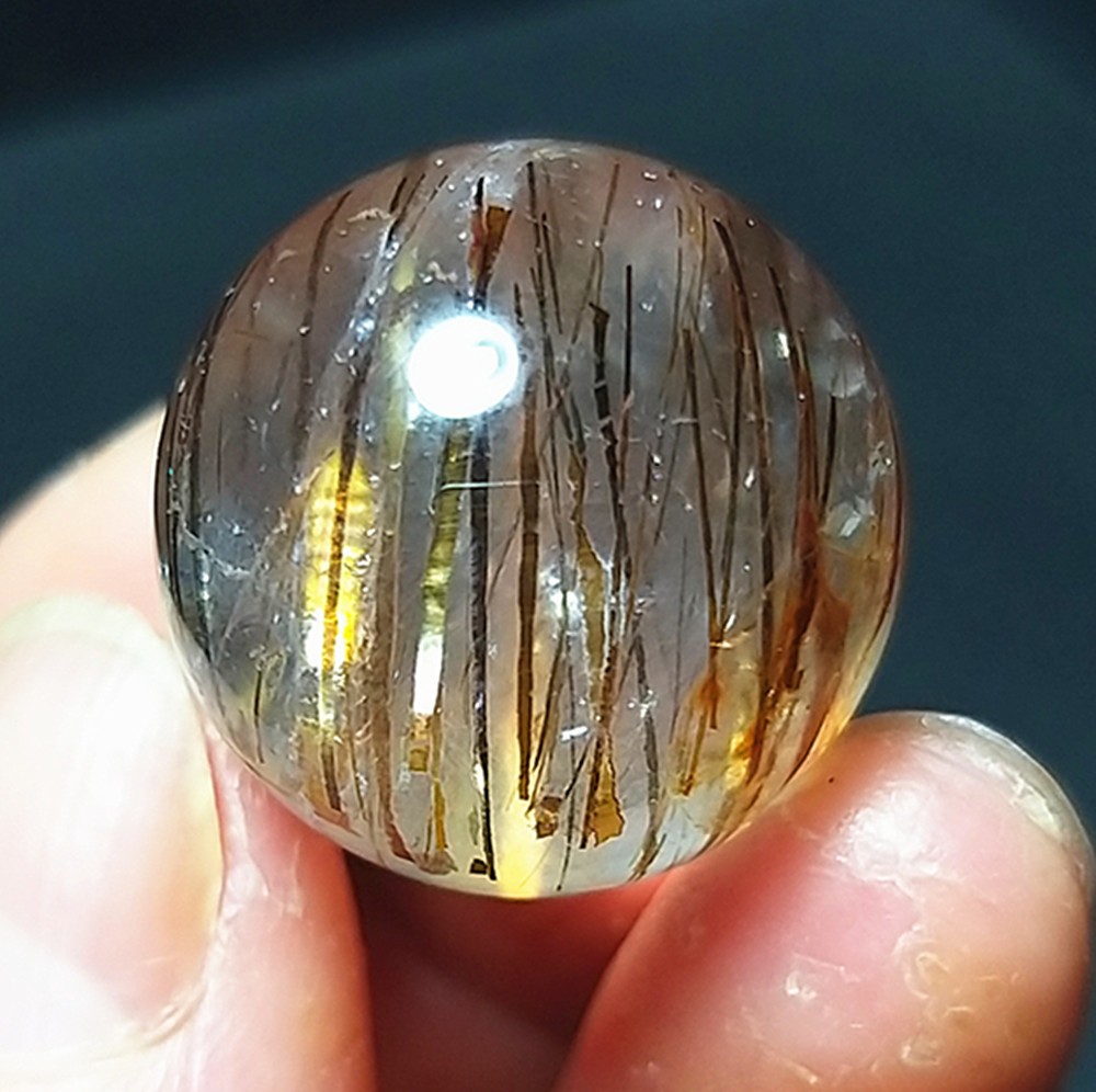 14.7g Ø18mm Natural Clear Rutilated Titanium crystal Sphere Ball Healing C630
