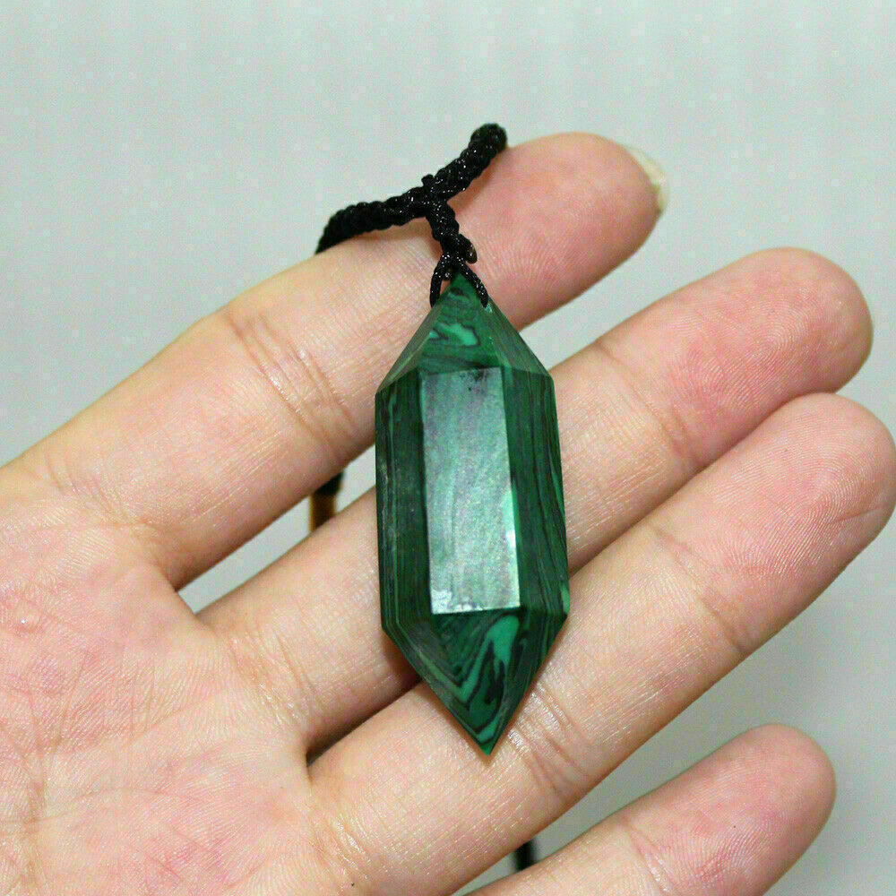 Natural Gemstone Quartz Crystal Pendant Point Hexagonal Wand Necklace Gift
