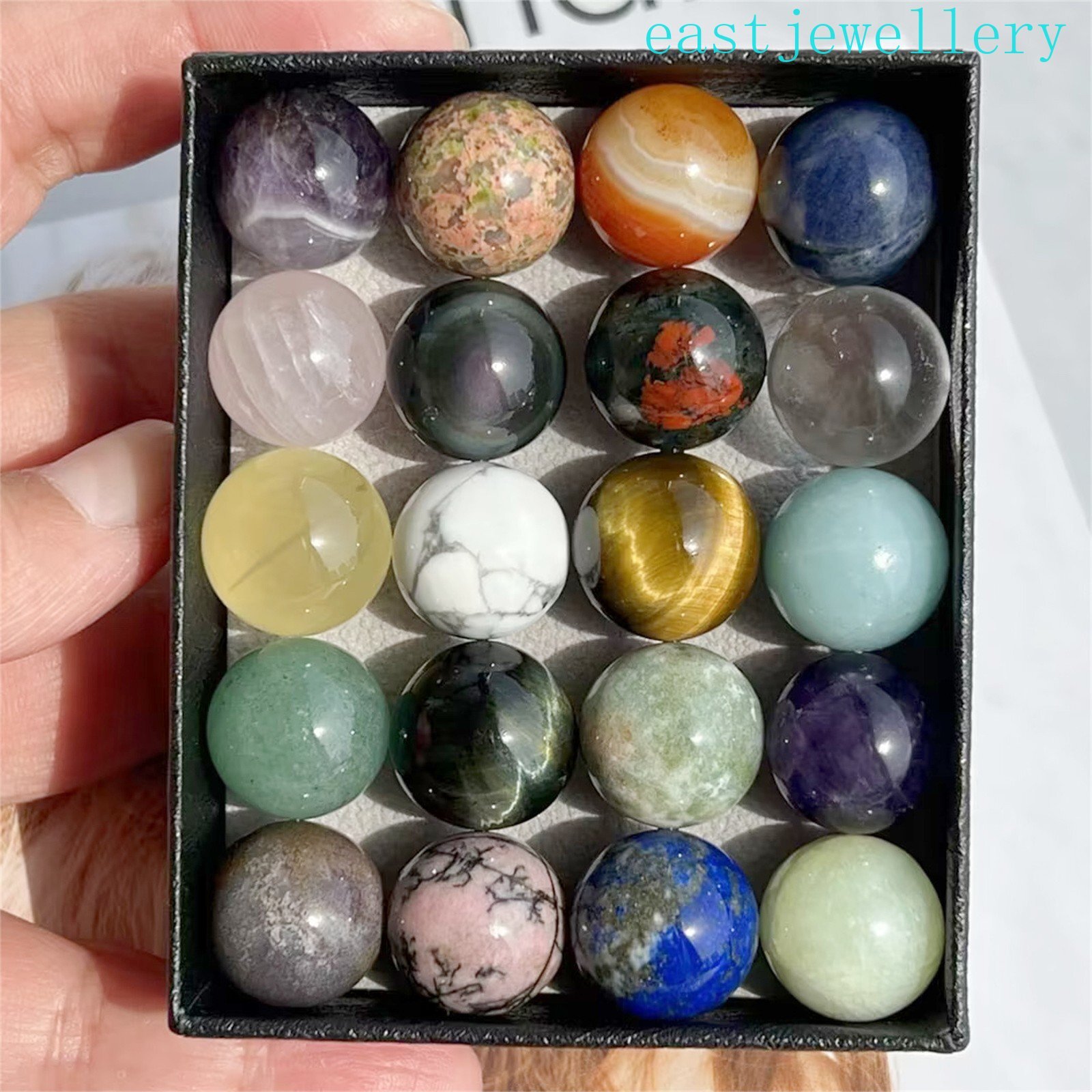 20x Wholesale Natural Mixed sphere quartz crystal ball reiki healing 15mm+ box