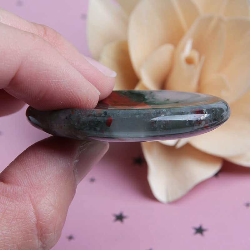2Pcs Bloodstone Jasper Palm Stone Rock Crystal Healing Reiki Polished Worry