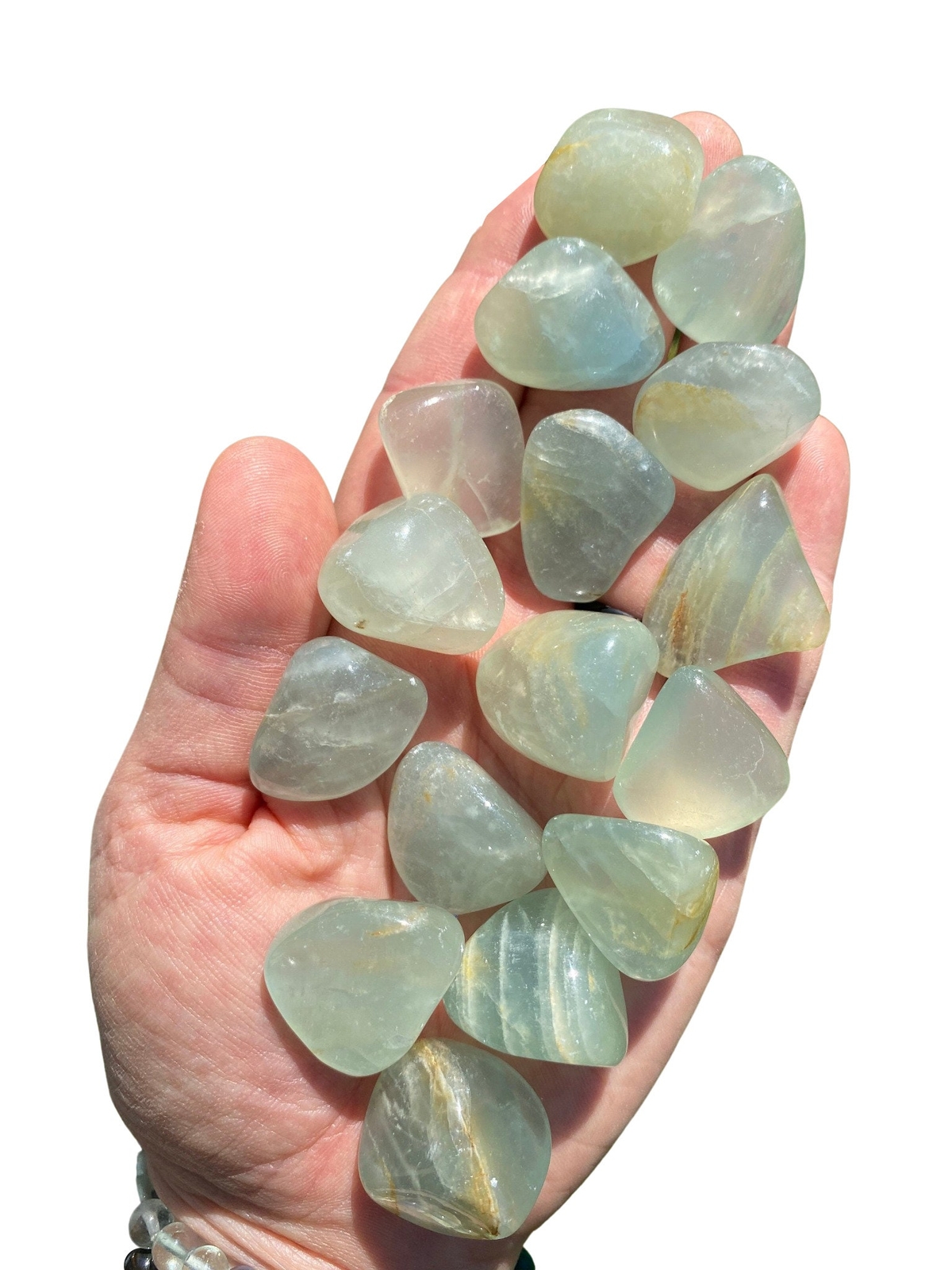 Lemurian Aquatine Calcite Tumbled Stone from Argentina, Polished Crystal