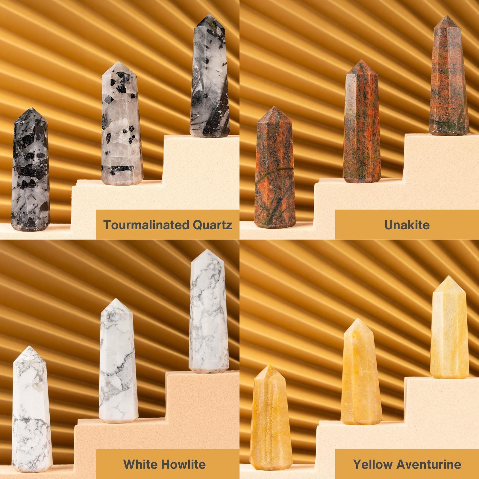 Obelisk Crystal Tower Point, Polished Healing Stone, Crystal Decor Gift, 38 Type
