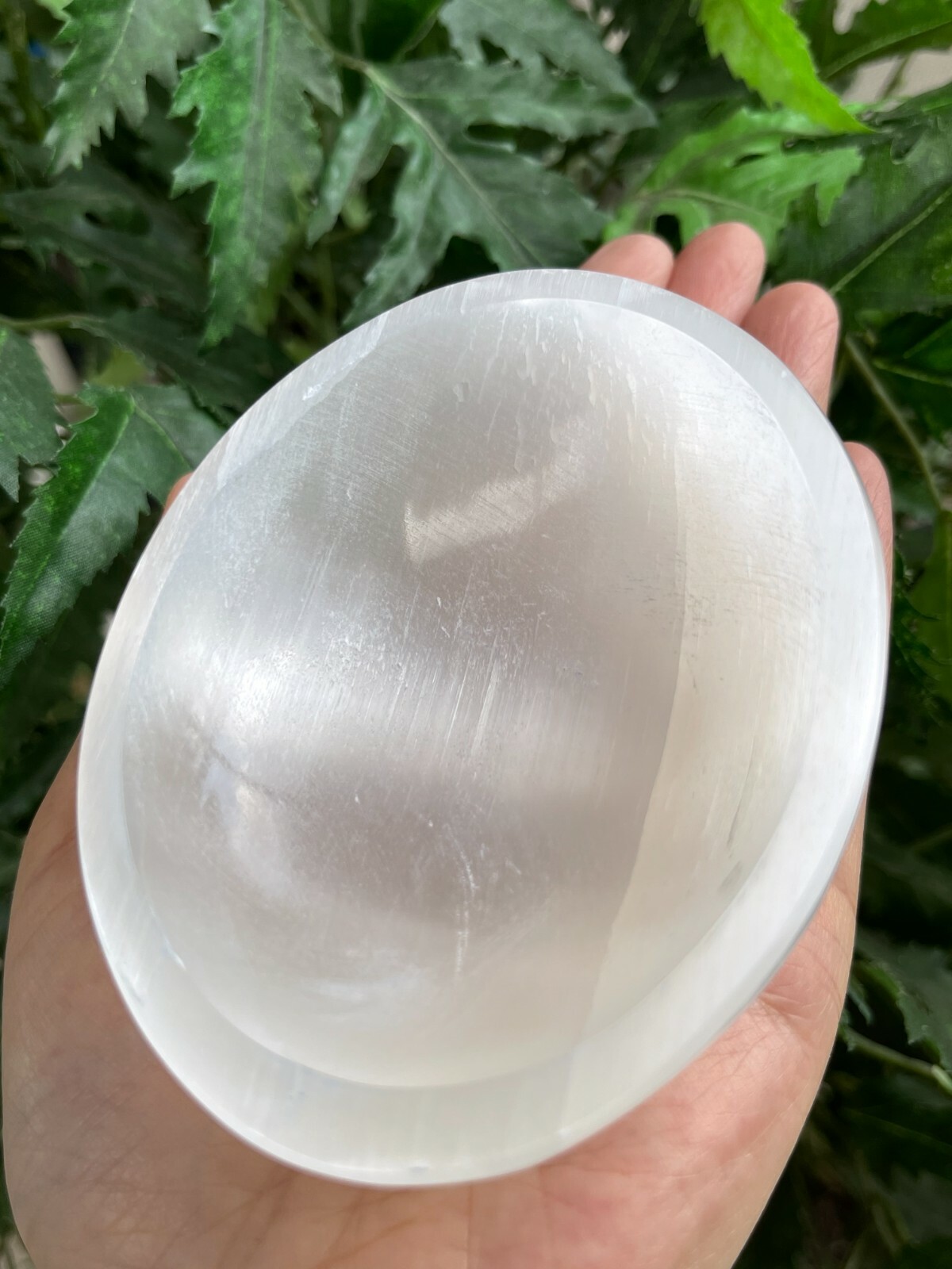 Gemstone Carved -3.75″ SELENITE Oval Bowl,Selenite Crystal Charging Bowl/Station