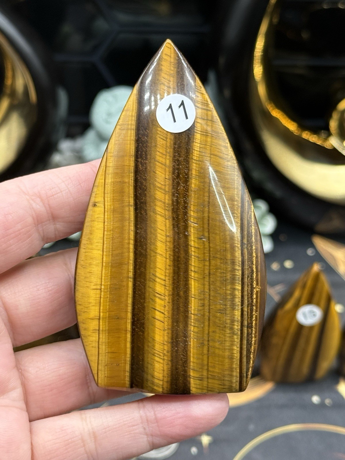 Natural Tigers eye Candle Flames Points beautiful color Free shipping