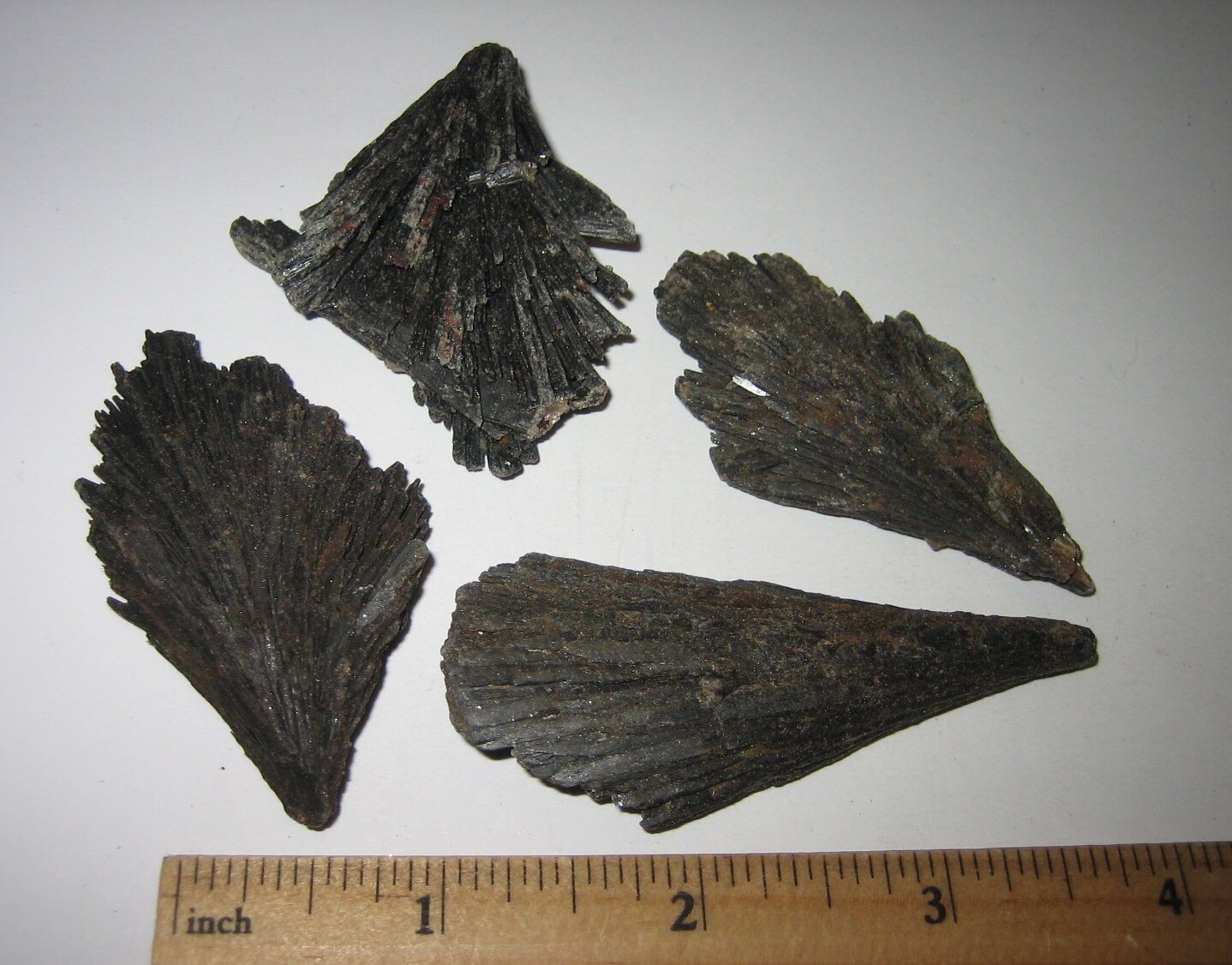 4 NATURAL ROUGH 2″-2.6″ BLACK KYANITE CRYSTAL SPRAY CLUSTERS BRAZIL 84.4grams *5