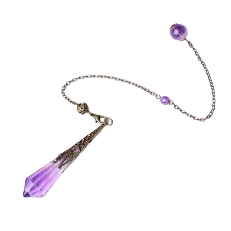 Natural Gemstone Pendulum 12Faceted Multi-Sided Crystal Pendant Healing Ornament