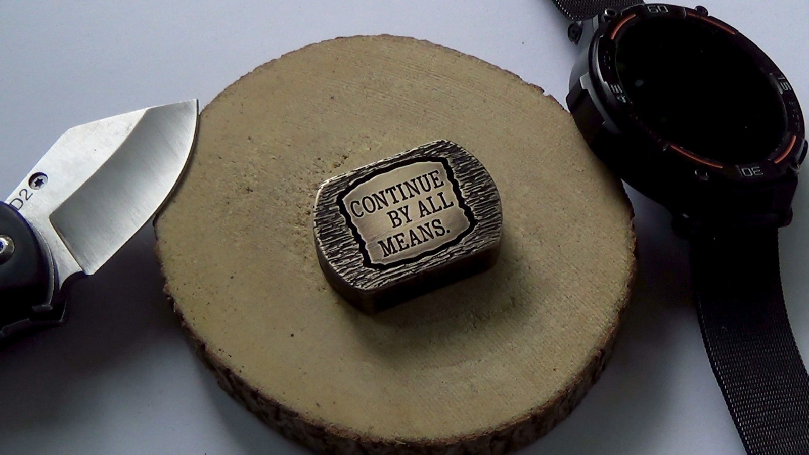 Brass Skeleton Motivational Coin Never Stop – Worry Stone Pocket Token Fidget To