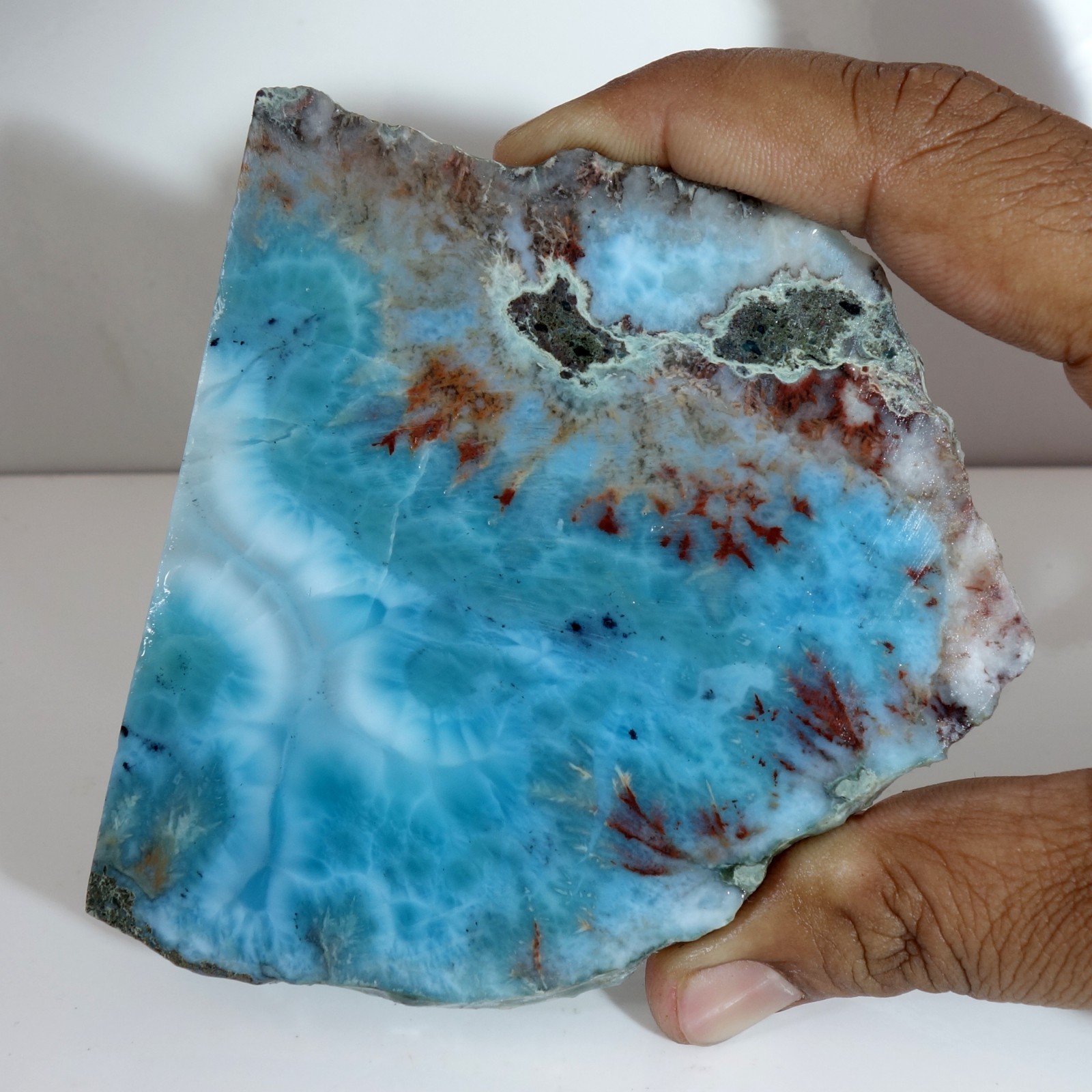 Spiritual Healing Larimar Natural Authentic Slab Rough Blue Gem Stone 595.70 Cts