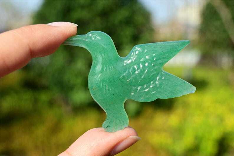 Natural Quartz crystal Hummingbird 1.6” Reiki Crystal skull carved Heal gift 1x