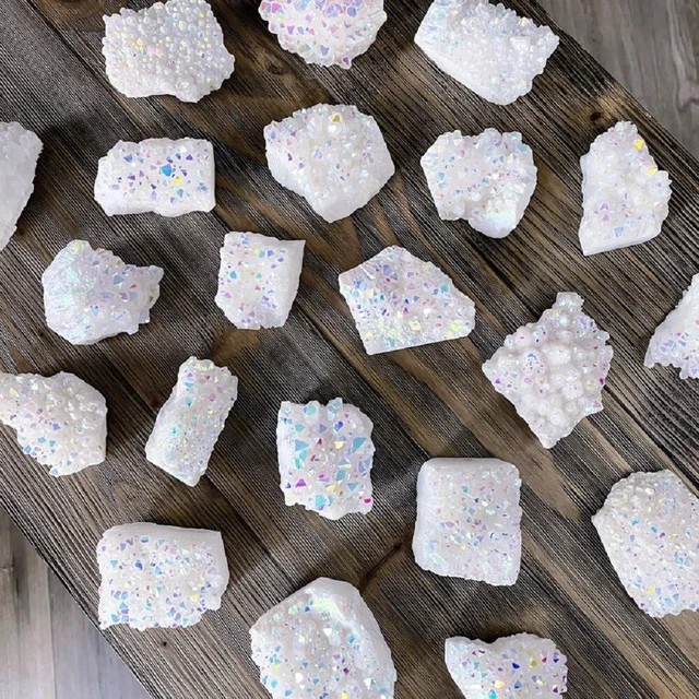 Titanium Raw Rainbow Angel Aura Quartz Cluster Geode Crystal Stone Specimens