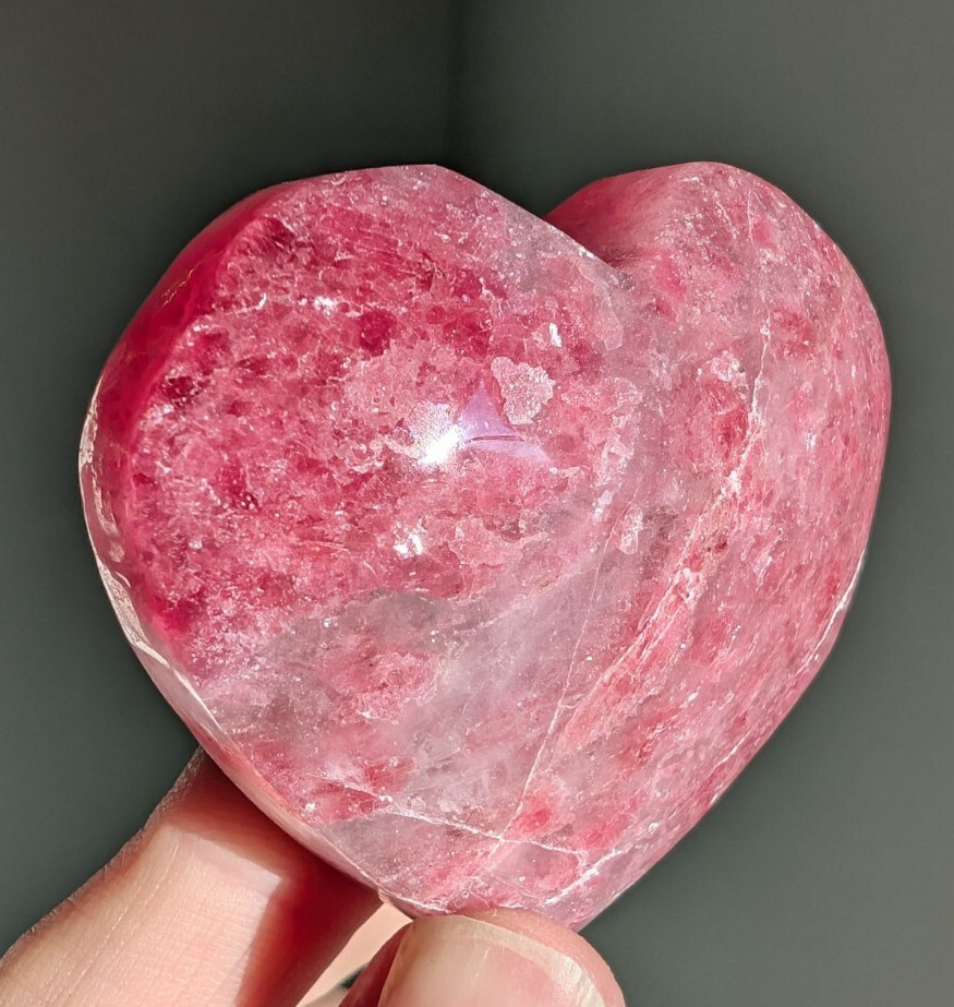 Pink Rhodonite Heart Carving Crystal Chakra Gemstone Mineral