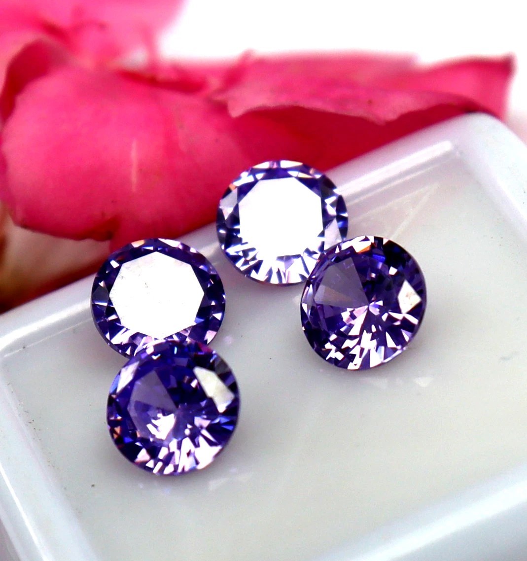 5-6 Ct GGI Certified Natural Purple Amethyst Round Cut Loose Gemstone ,4 Pcs