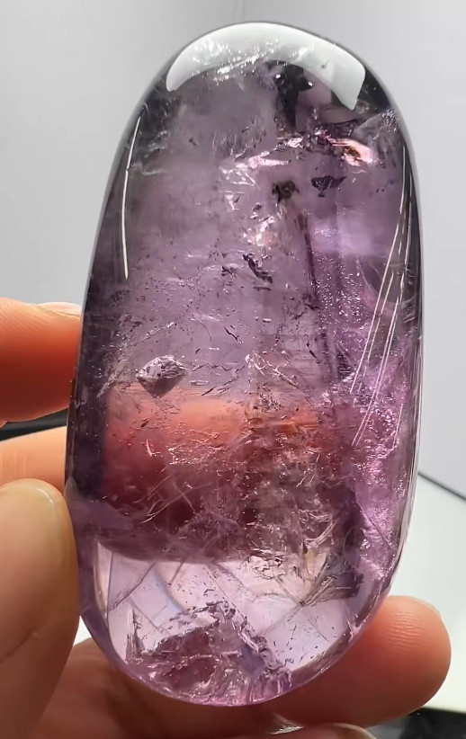 67*36*30mm Natural Amethyst Quartz Moving Water Drop Specimens Palm Reiki