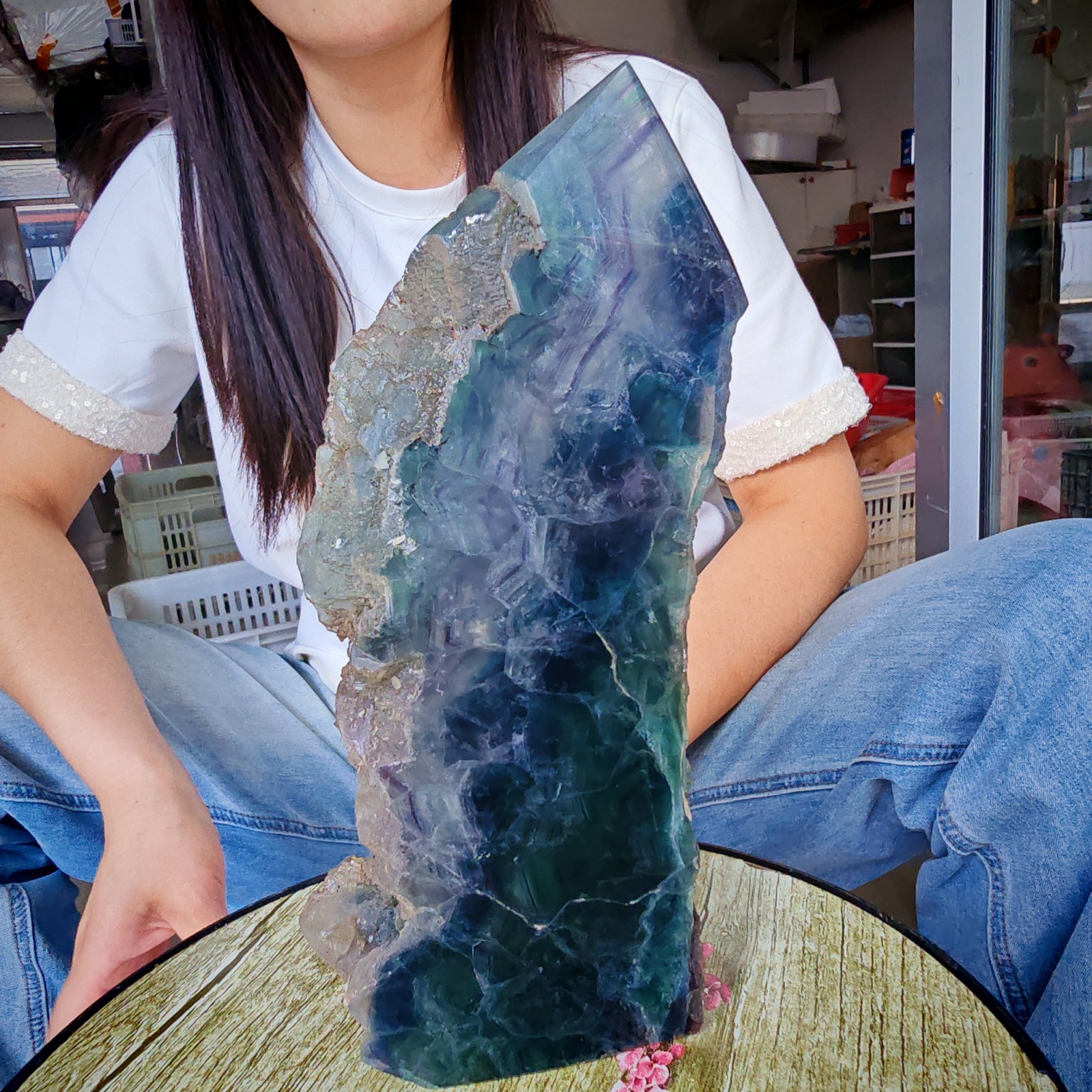3.85LB Restoration of Natural Colored Fluorite Crystal Specimens 1750g