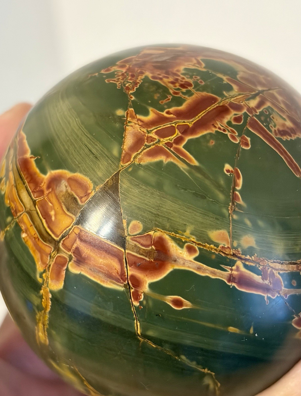 cherry creek jasper sphere 2.5” with brass holder