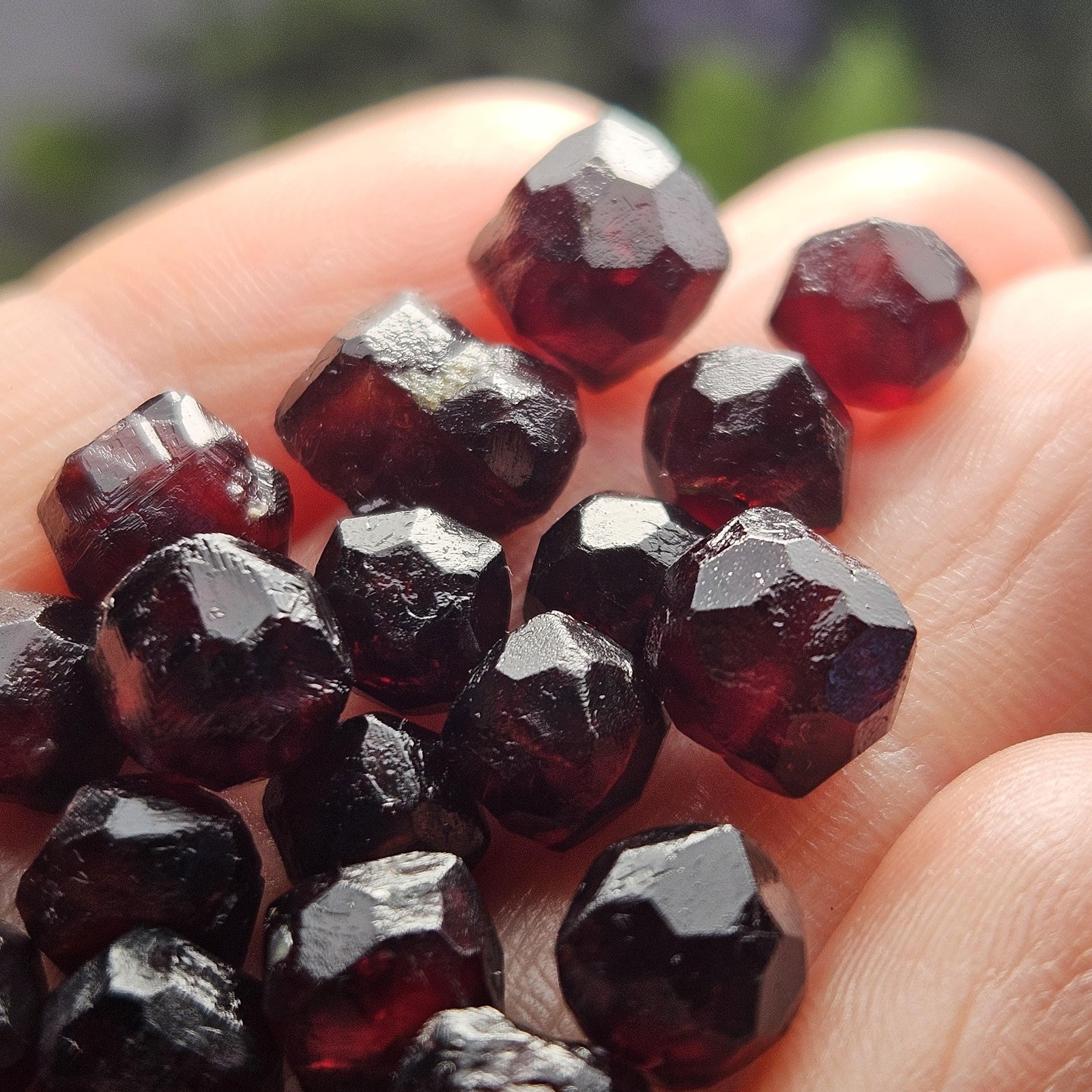 Red Garnet Crystals, Raw Dodecahedron Terminated Stones (5