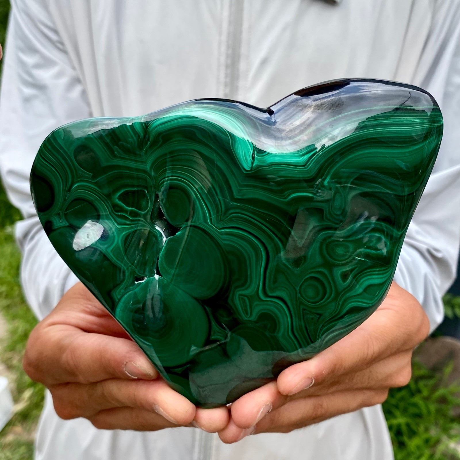 2.53LB Natural Glossy Malachite Cat Eye Transparent Cluster Rough Mineral Sample