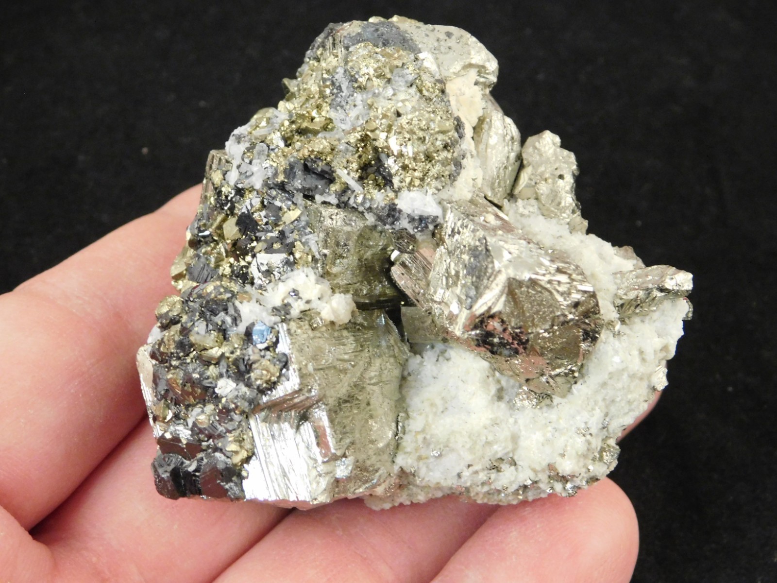 Sphalerite Crystal Cluster with Chalcopyrite Calcite and Pyrite 214gr