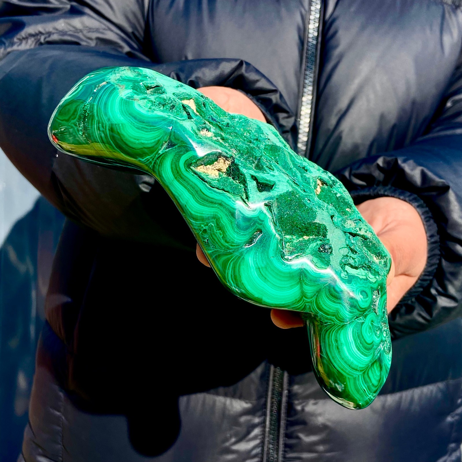 2.7LB Natural glossy Malachite transparent cluster rough mineral sample
