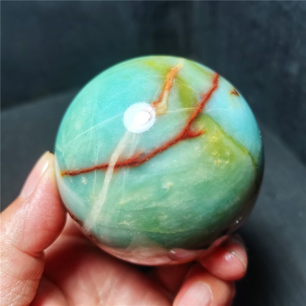 RARE 390G Natural Polished Colorful Sky blue Agate Crystal Ball Healing R2295
