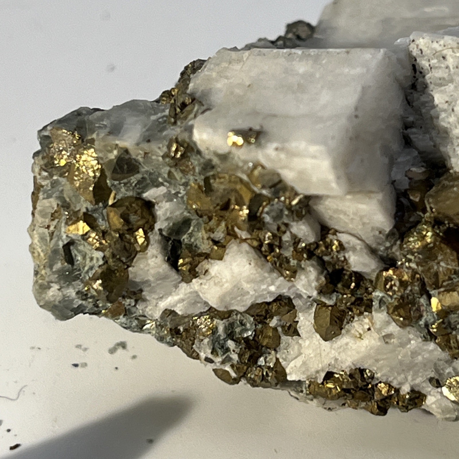 175g Rare Golden Chalcopyrite Iron Pyrite Gemstone Mineral Specimen in Calcite