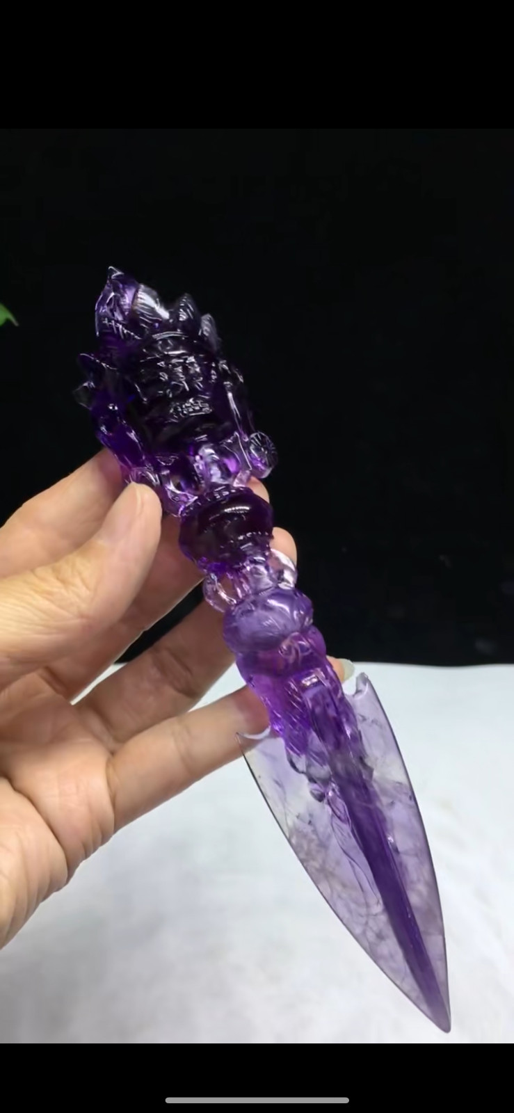 173*36mm TOP Natural Amethyst quartz carved crystal Energy vajra pestle