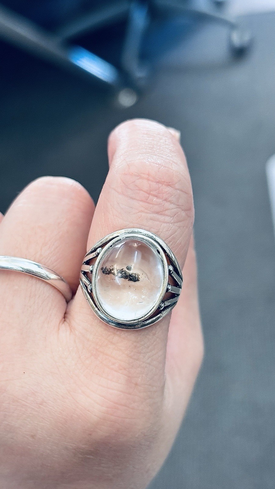 Enhydro Moving Sand Bubble Adjustable 925 Siver Thick Band Ring Size