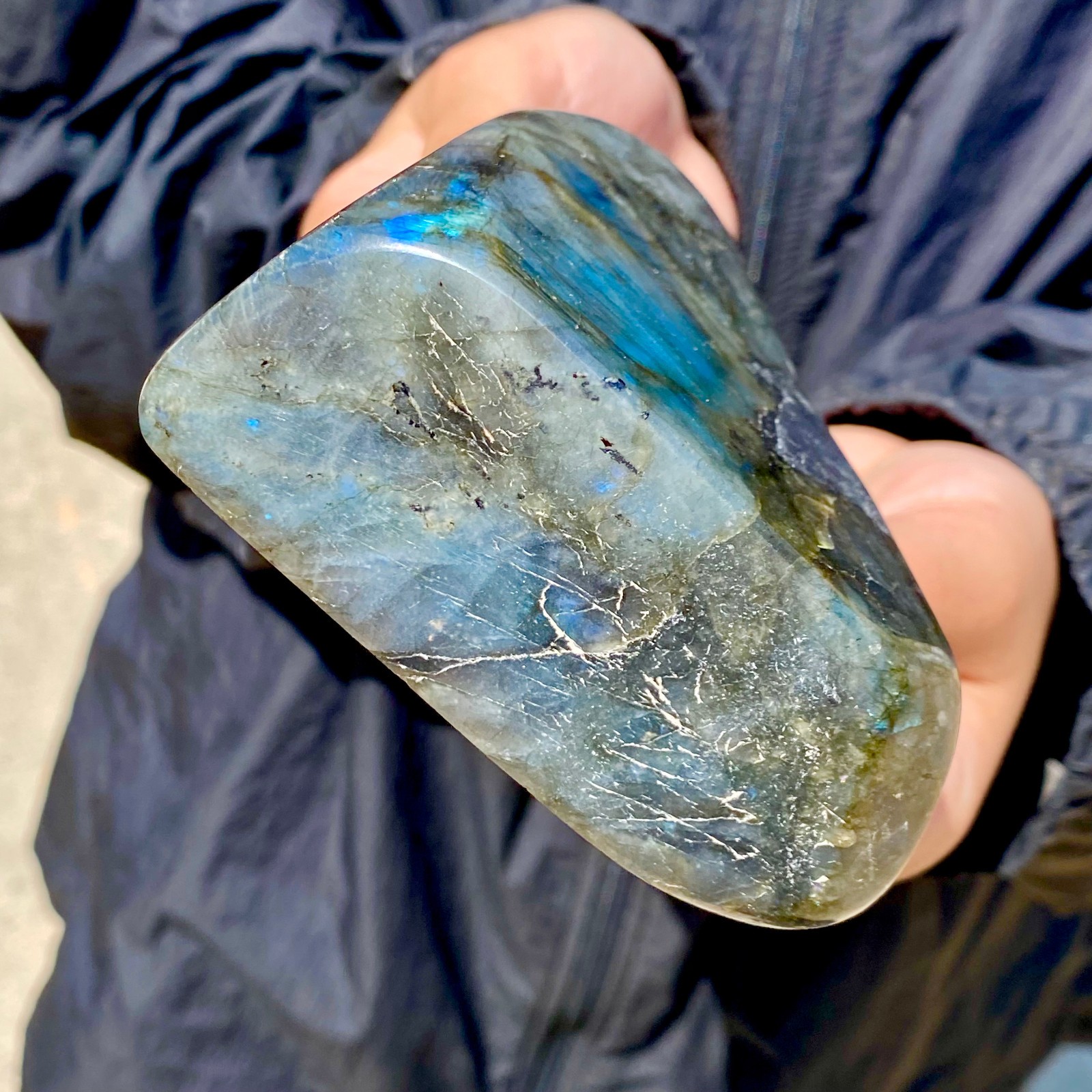 1.73LB Natural elongated stone Madagascar polished crystal healing stone
