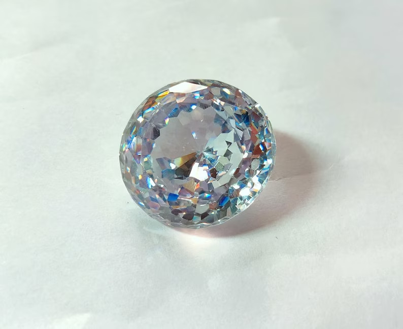 50 Ct+ Flawless Natural Combodian White Huge Zircon Round Cut Loose Gemstone