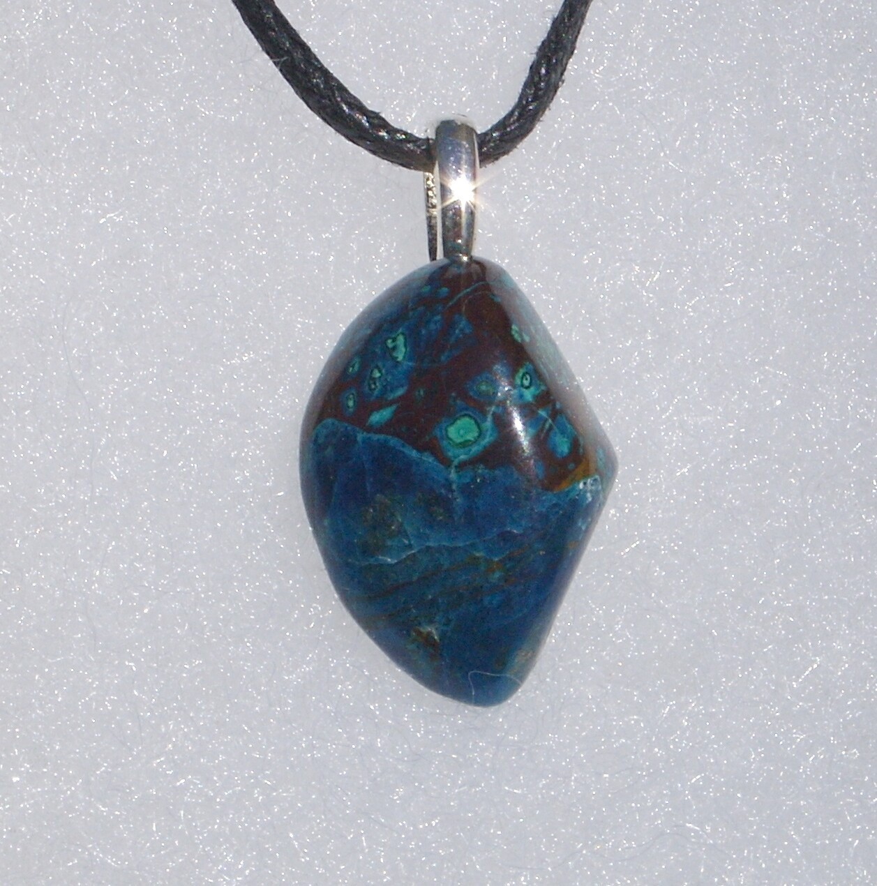 Natural Shattuckite Free Form Stone Crystal Pendant Necklace