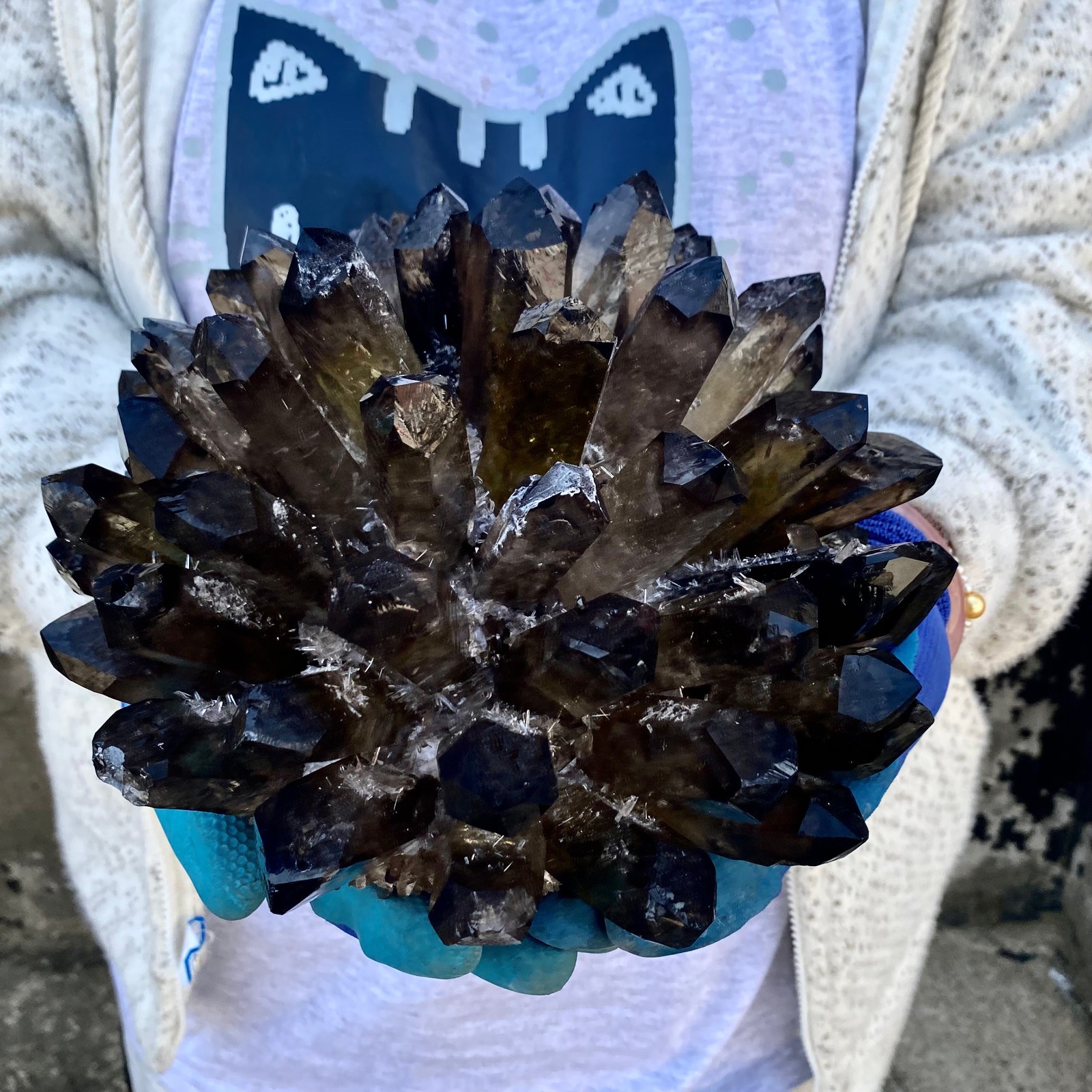 12G New Find black Phantom Quartz Crystal Cluster Mineral Specimen Healing