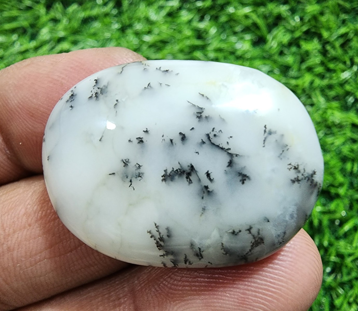 Natural Dendrite Opal 45ct Oval Shape Cabochon High Quality Gemstone Jewelry