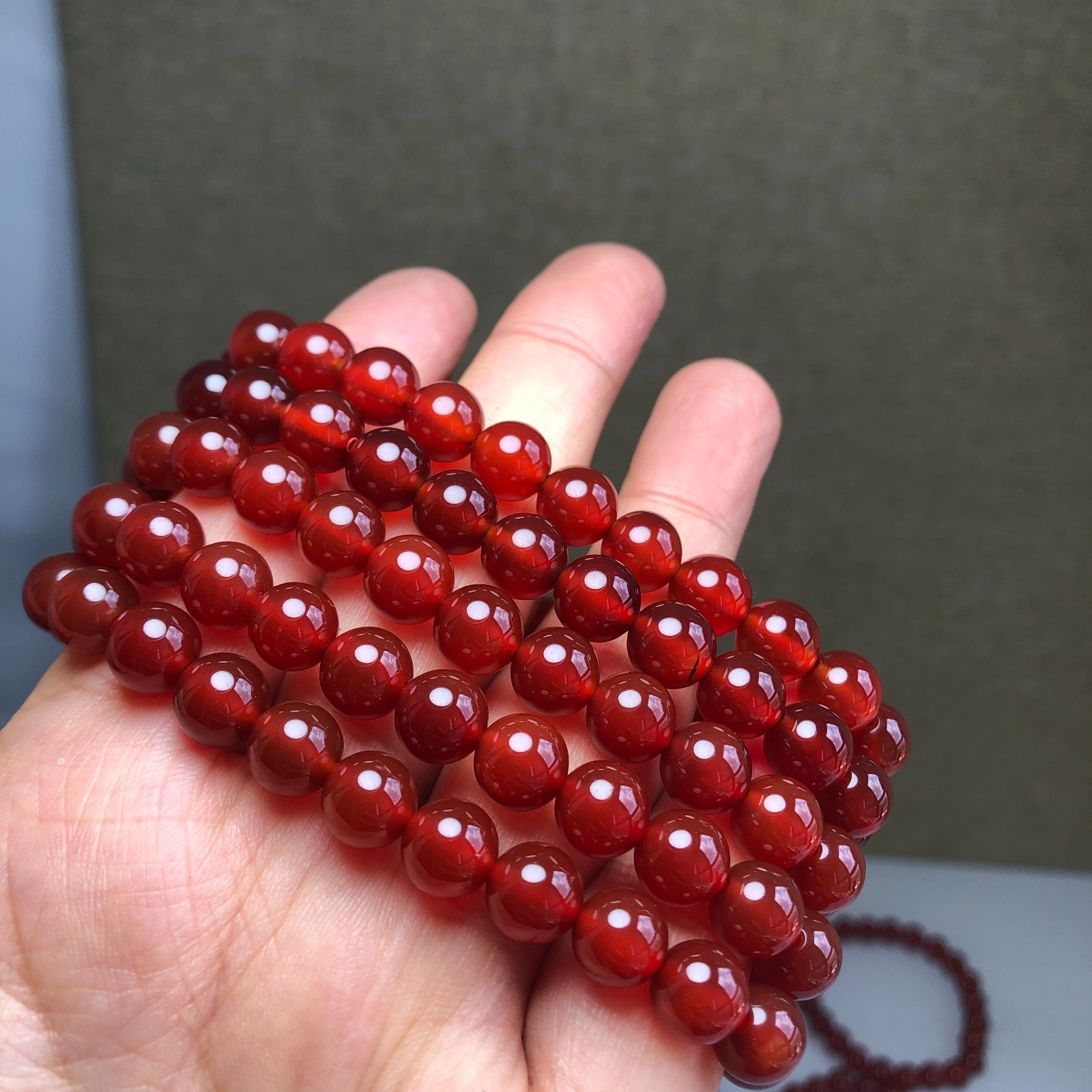5Pcs Wholesal Natural Red Agate Stone bracelets Crystal ball sphere 8mm