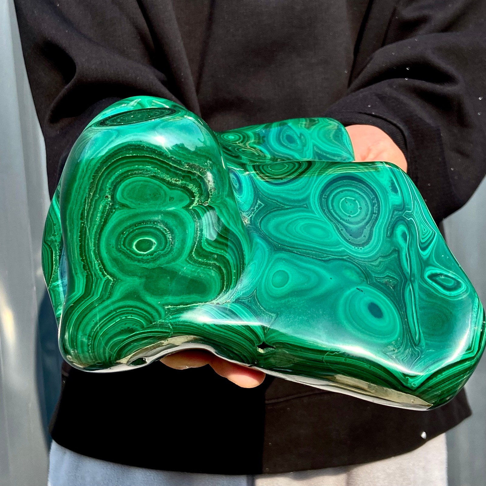10.6LB Natural glossy Malachite transparent cluster rough mineral sample