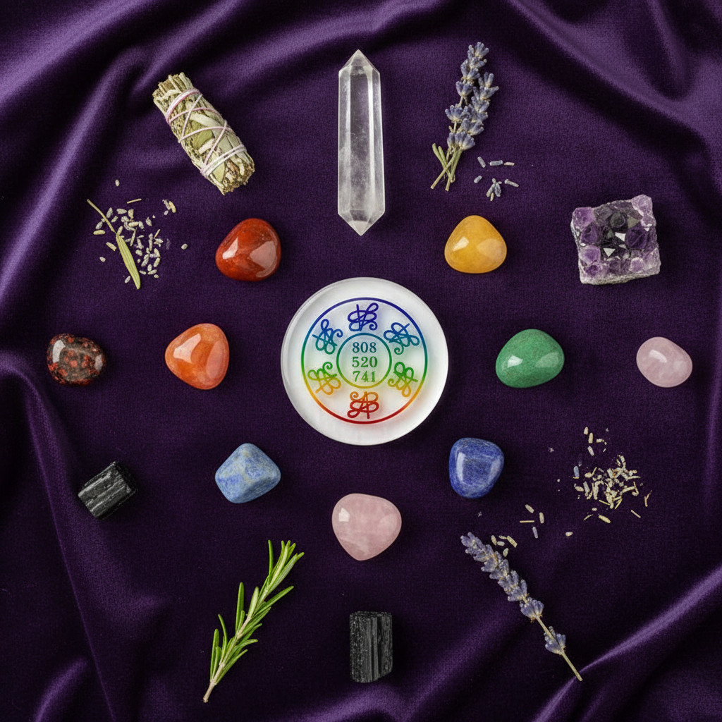 Rainbow Sacred Geometry Crystal Plate: Reiki Chakra Healing, Angel Numbers