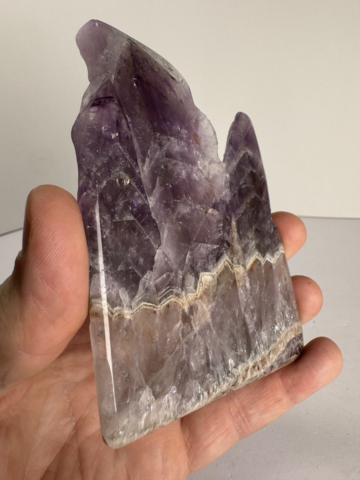 Boreal Amethyst Auralite 23 Crystal – Vertical Cut Polished Face