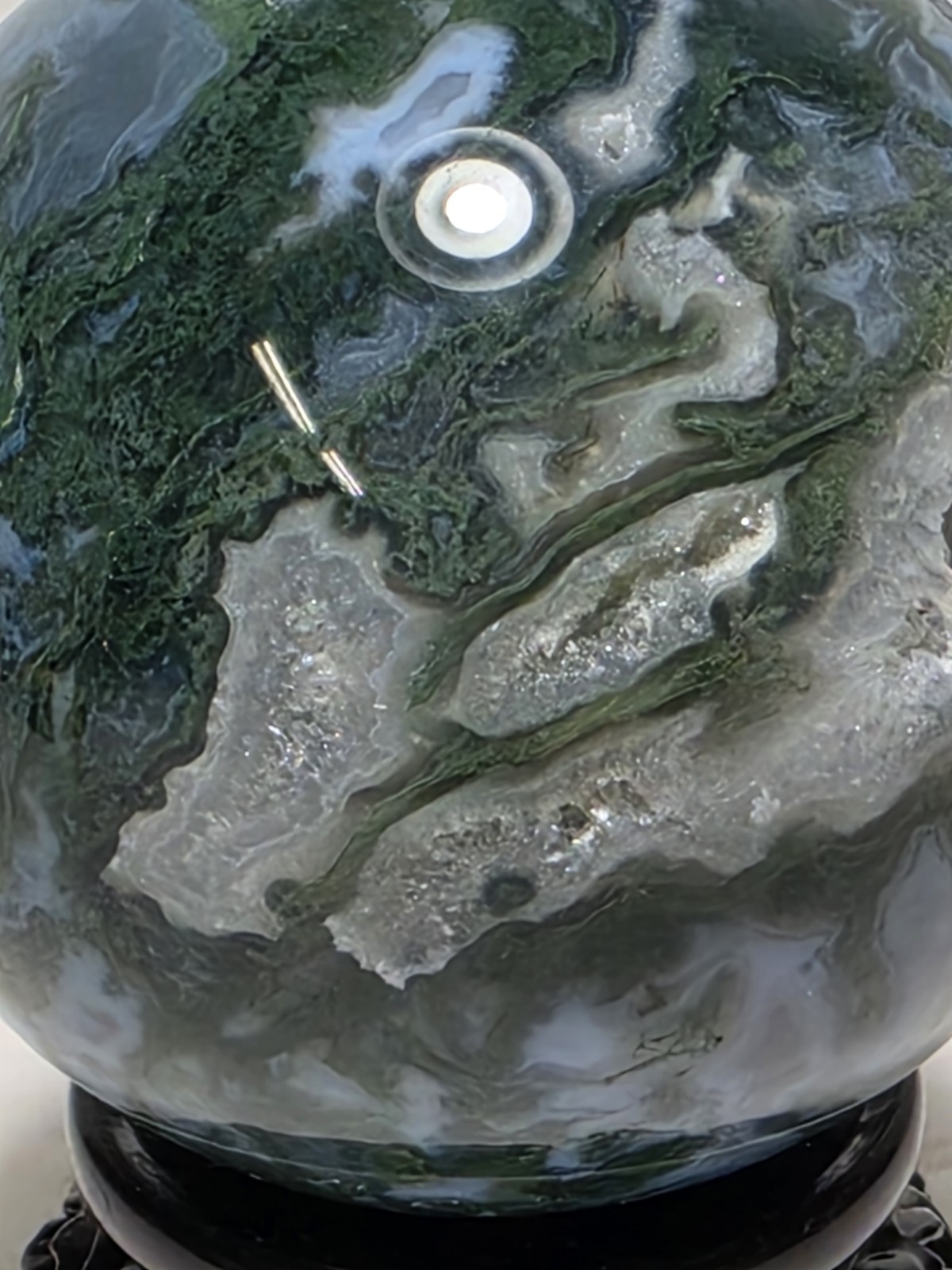 Polished Moss Agate Druzy Quartz Sphere Crystal Ball Natural Mineral 2.5 In Dia