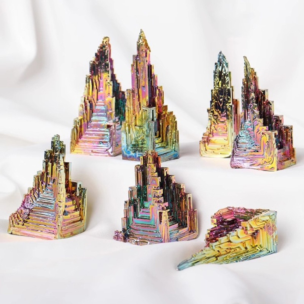 Rainbow Aurora Bismuth Quartz Crystal Geode Mineral Specimen Bismuth Ore Tower