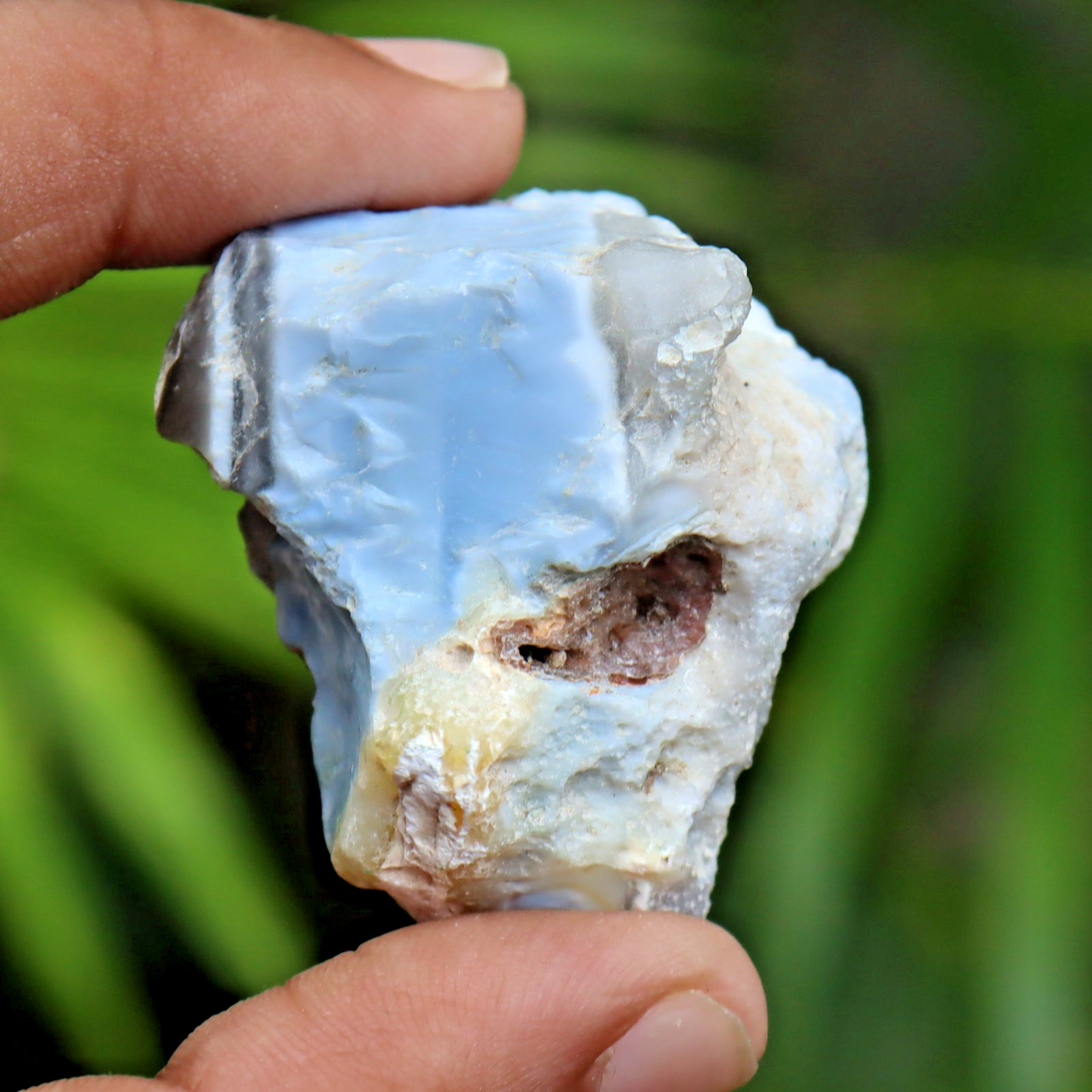 185 Ct Natural Sky-Blue Opal Uncut Shape Rough Certified Loose Gemstone