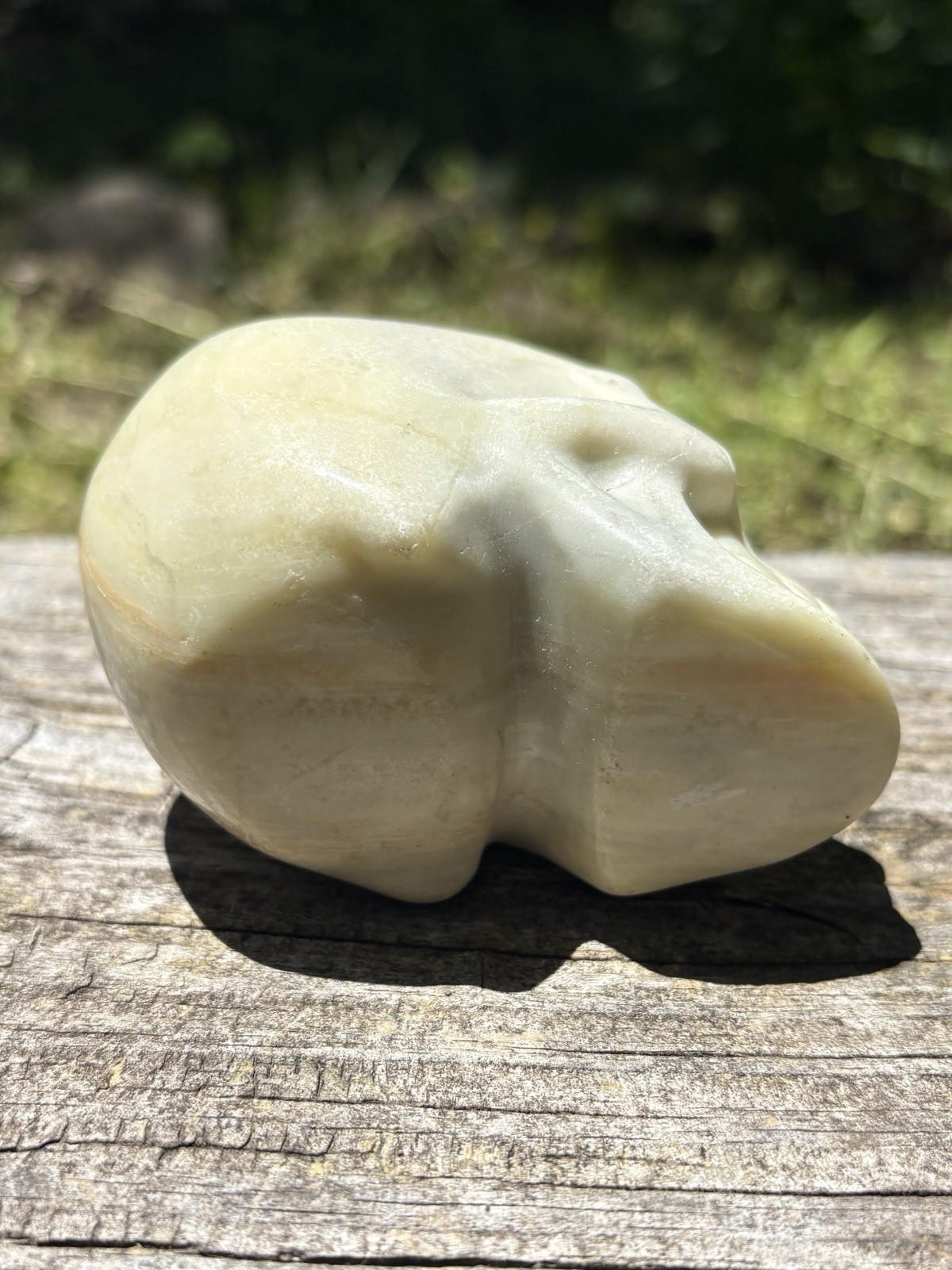 Large Carved Crystal Skull- Natural 3.4” Pale Yellow White Calcite Skull Carving