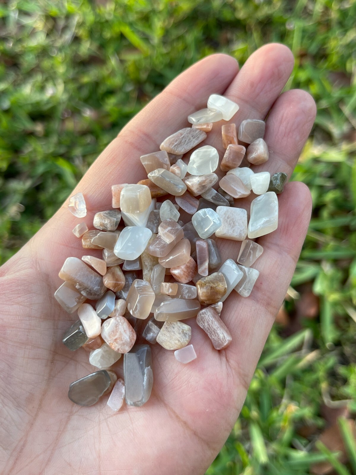 Grade A++ Multi Peach Moonstone Tumbled Gemstone Chips 4-15mm,Wholesale Bulk Lot