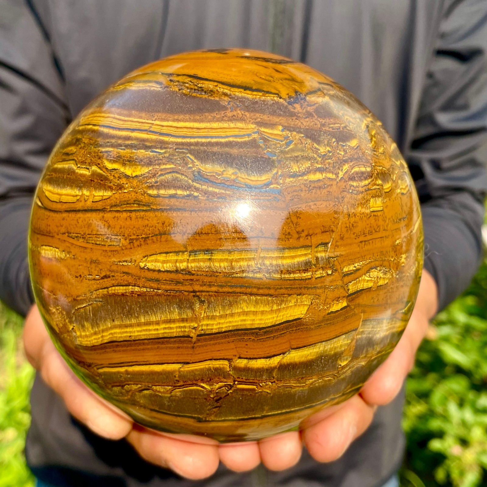 4.76LB Large Natural Tiger Eye Stone Crystal Ball Quartz Healing Sphere Décor