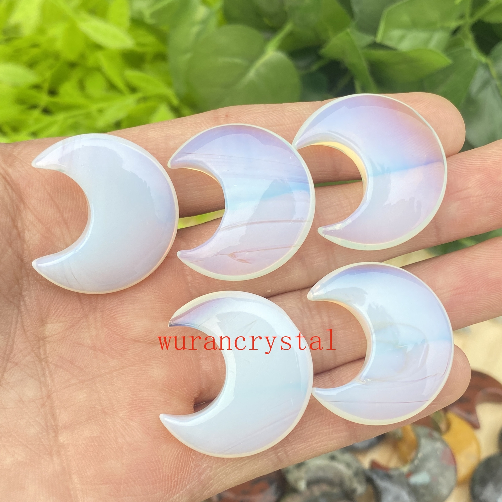 A+ Opalite moon Quartz crystal skull carved Healing point Gem Reiki gifts 5pcs