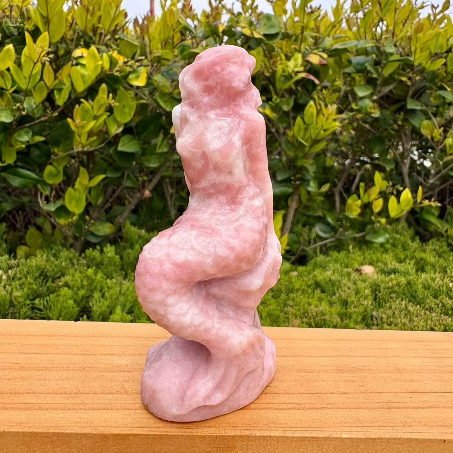 1pc Natural Pink Opal mermaid skull Carved Quartz Crystal reiki healing gift