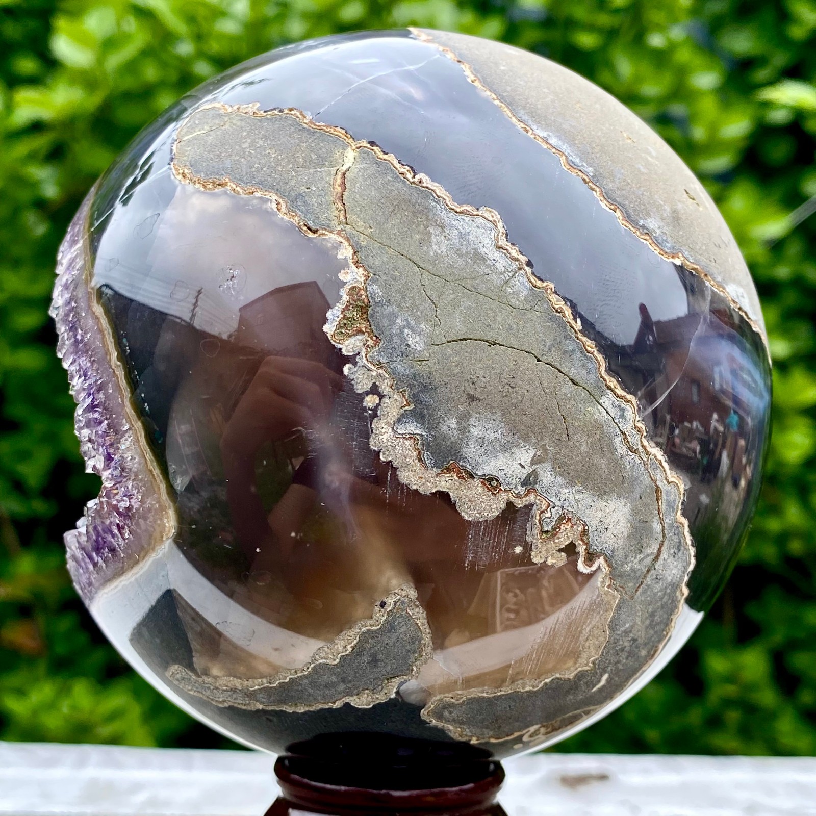 3.9LB Amethyst Agate Sphere Polished Healing Crystal Ball Home Feng Shui Ornam